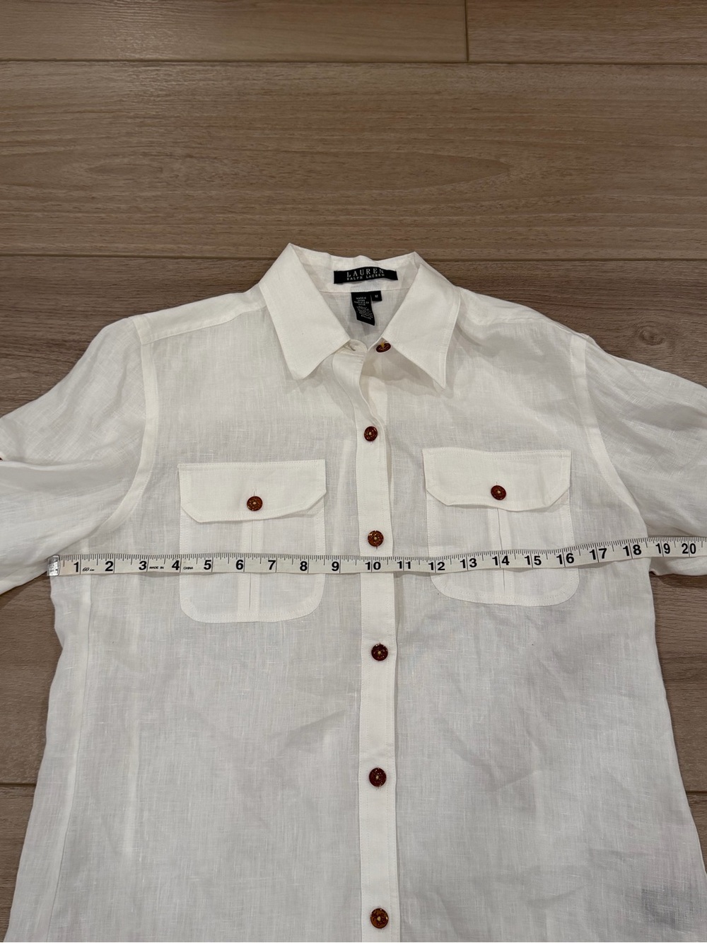 Lauren Ralph Lauren Shirt Size M Linen Tunic Nautical Gold Anchor Buttons - Picture 4 of 9